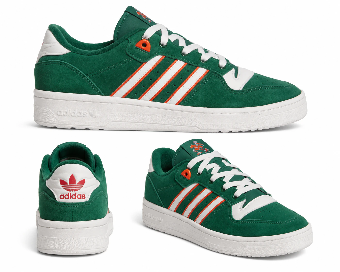 Rivalry Low Miami Team Dark Green White Orange Suede Sneaker